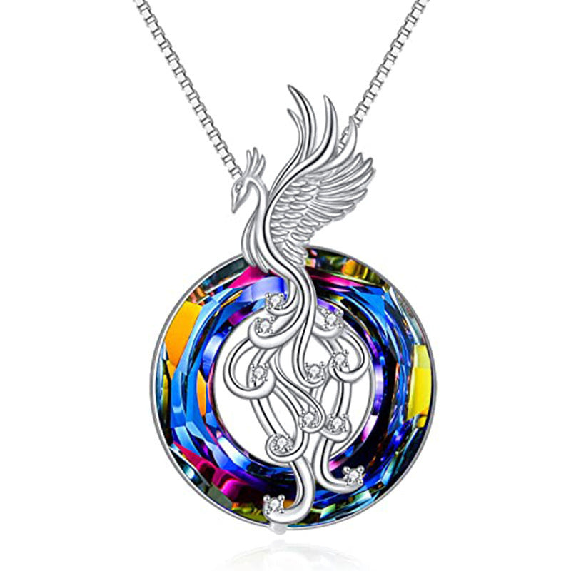 Collier en Cristal Phoenix et Boucles d'Oreilles Colorées pour Femmes
