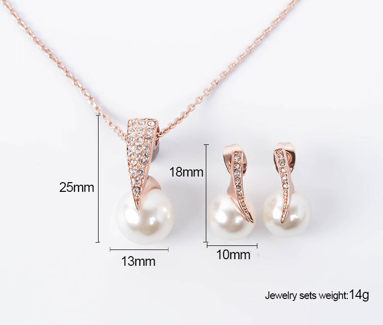 Ensemble de Bijoux Créatifs Collier et Boucles d'Oreilles en Perles pour Mariage