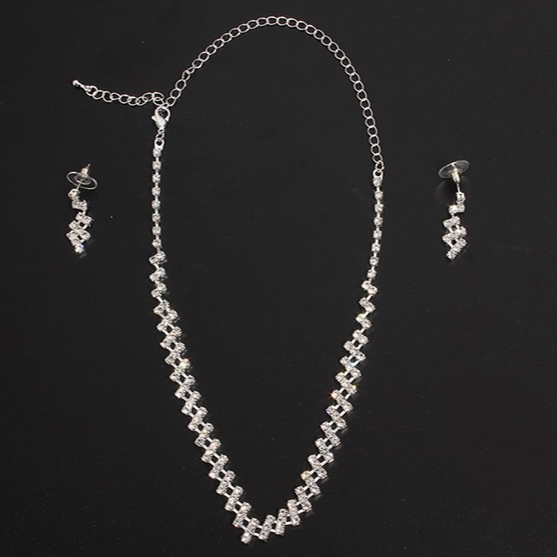 Ensemble de Bijoux de Mariée en Deux Sets - Collier et Boucles d'Oreilles en Rhinestones