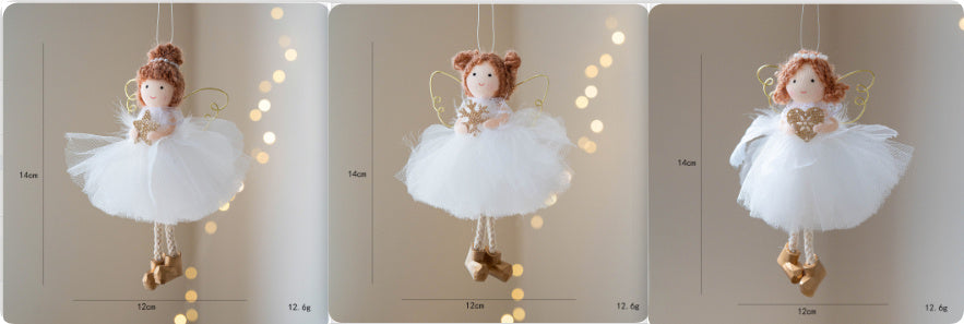 Jupe Tulle Blanche de Noël avec Pendentif Aile d'Ange Dorée