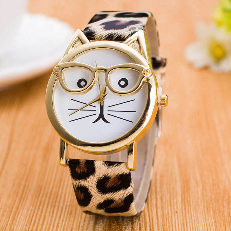 Montre Enfant Cartoon Mignonne avec Visage de Chat