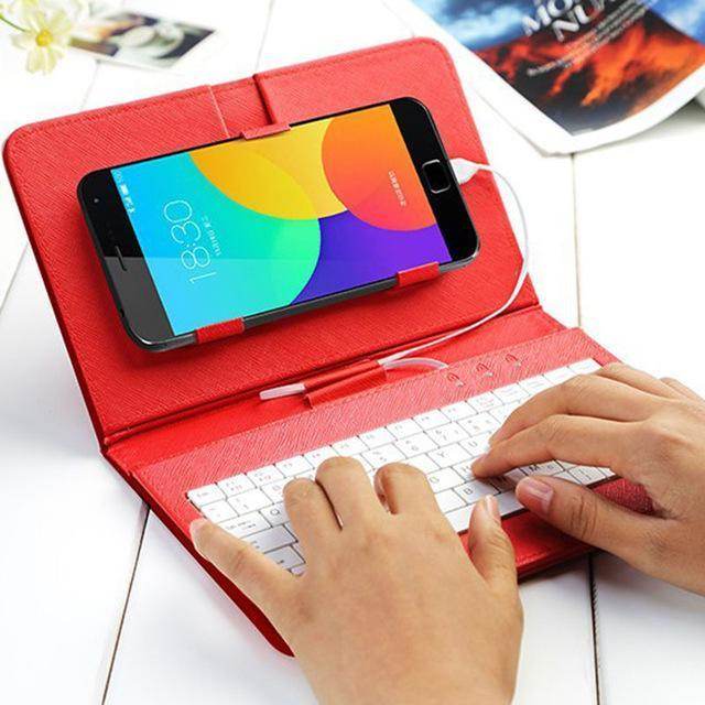 Clavier Bluetooth Ultra-Mince avec Étui en Cuir pour Téléphone - Allomarc.com