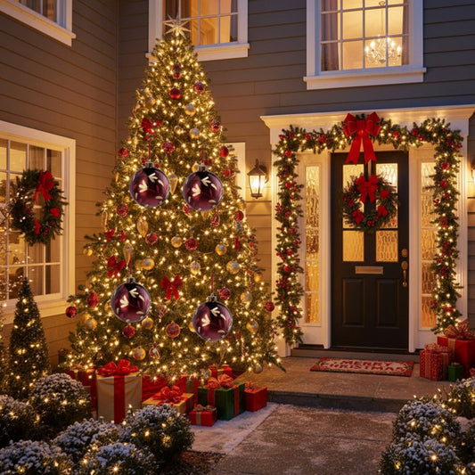 Ensemble de 4 Boules de Noël en Verre - Décorations de Sapin Brillantes