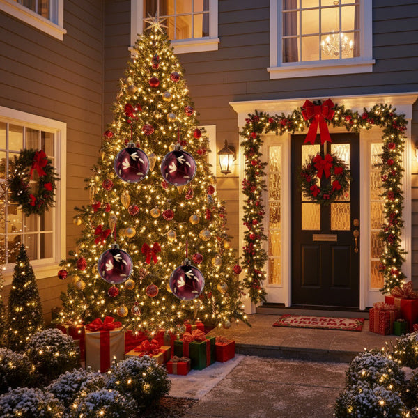 Ensemble de 4 Boules de Noël en Verre - Décorations de Sapin Brillantes