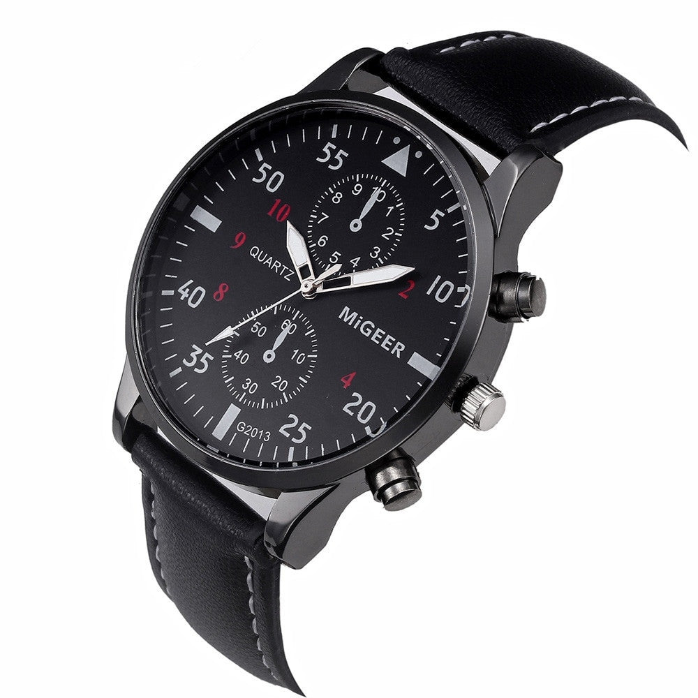 Montre numérique personnalisée pour homme avec ceinture en cuir noir