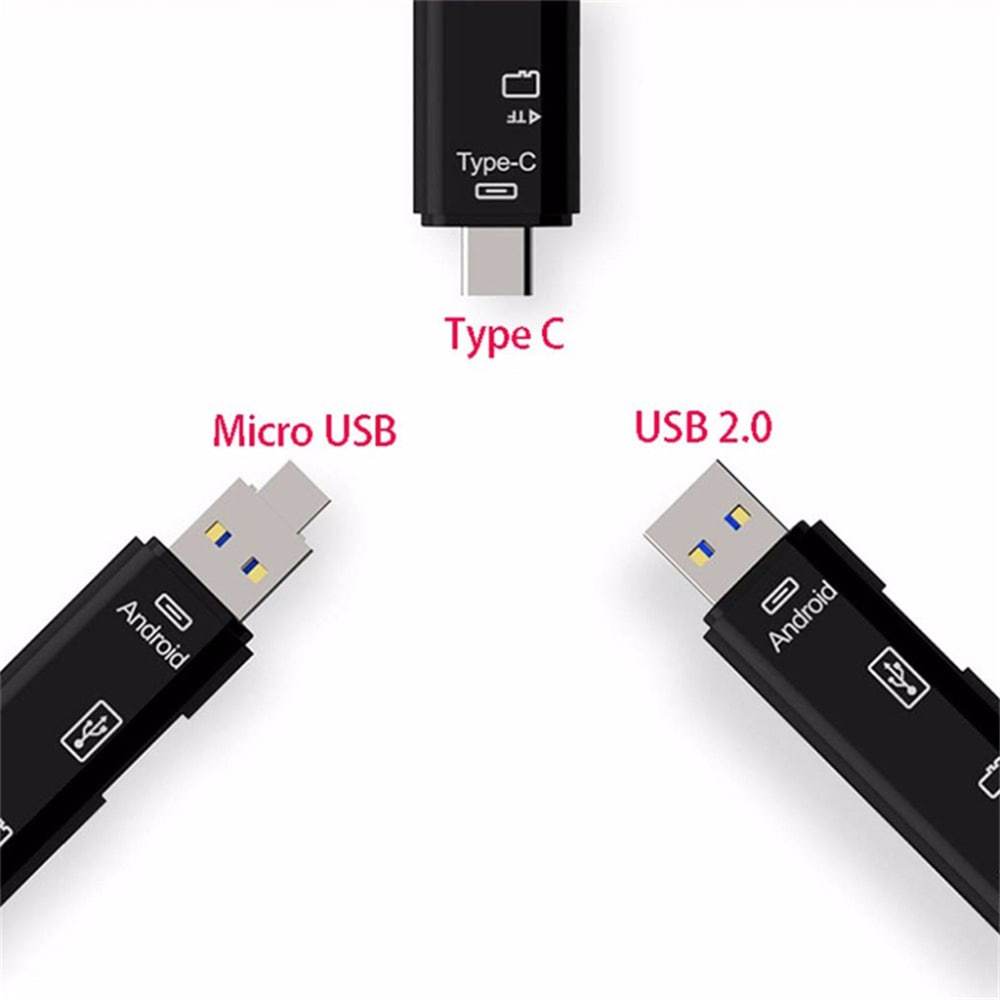 Adaptateur OTG Hub Type-C Micro USB avec Lecteur de Carte TF