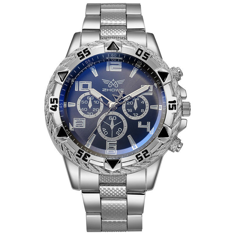 Montre Quartz Créative à Grand Cadran avec Trois Aiguilles en Acier