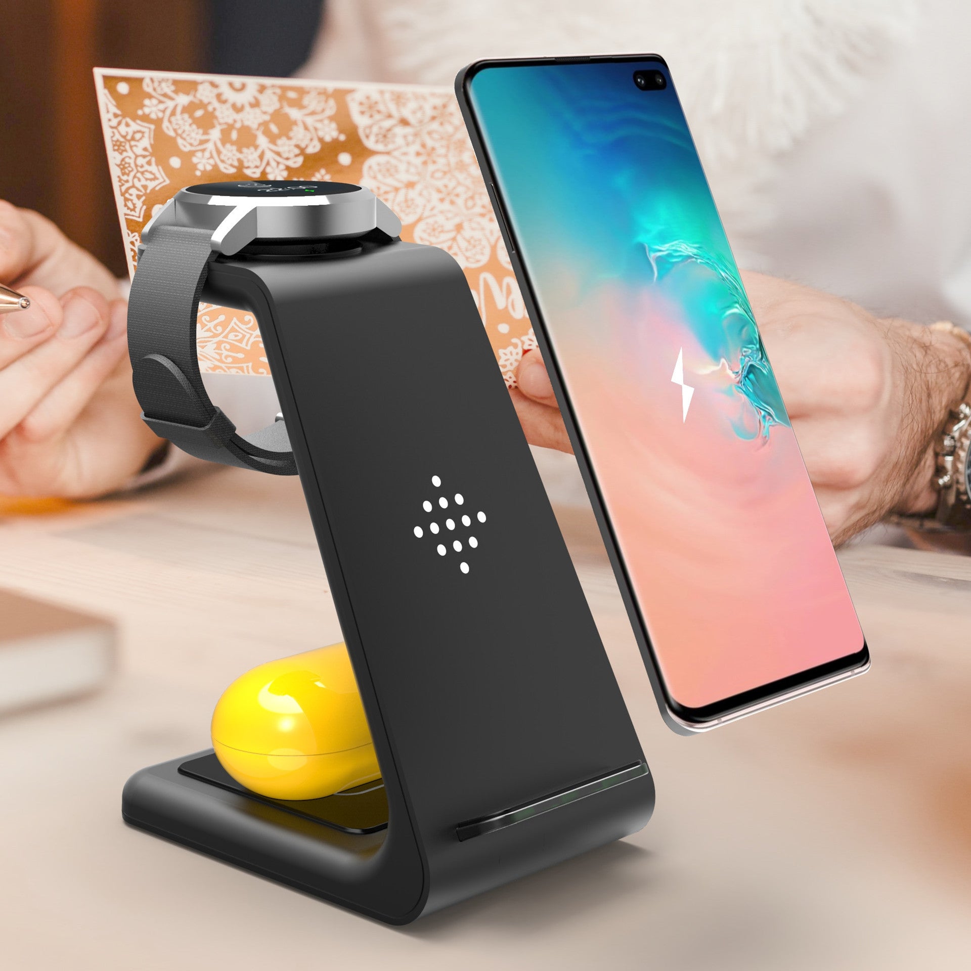 Station de Charge Sans Fil 3 en 1 - Support de Charge Rapide pour Téléphone