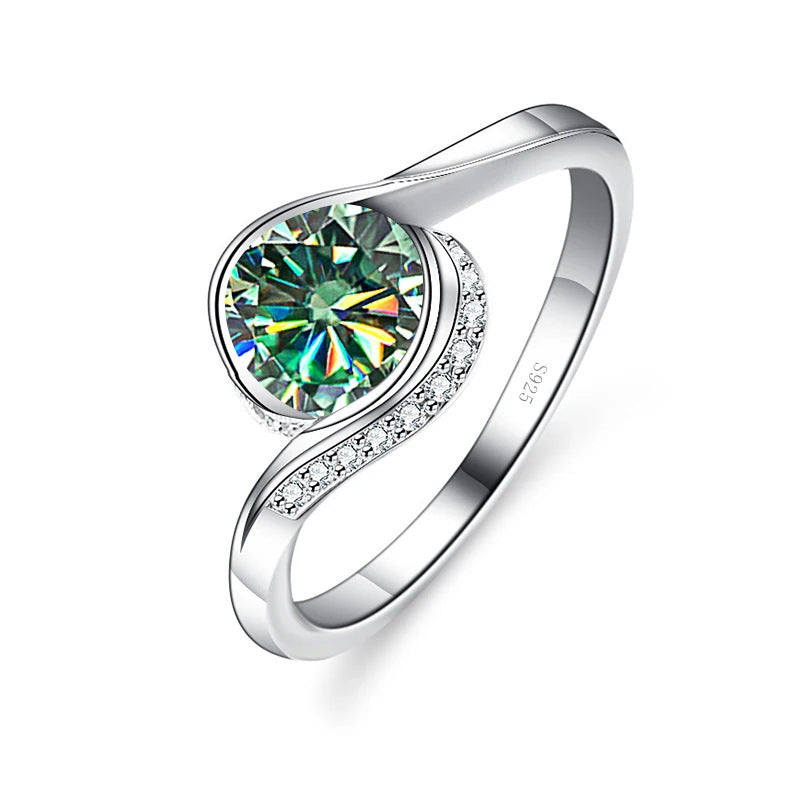 Bague en Moissanite S925 en Argent Sterling pour Femmes