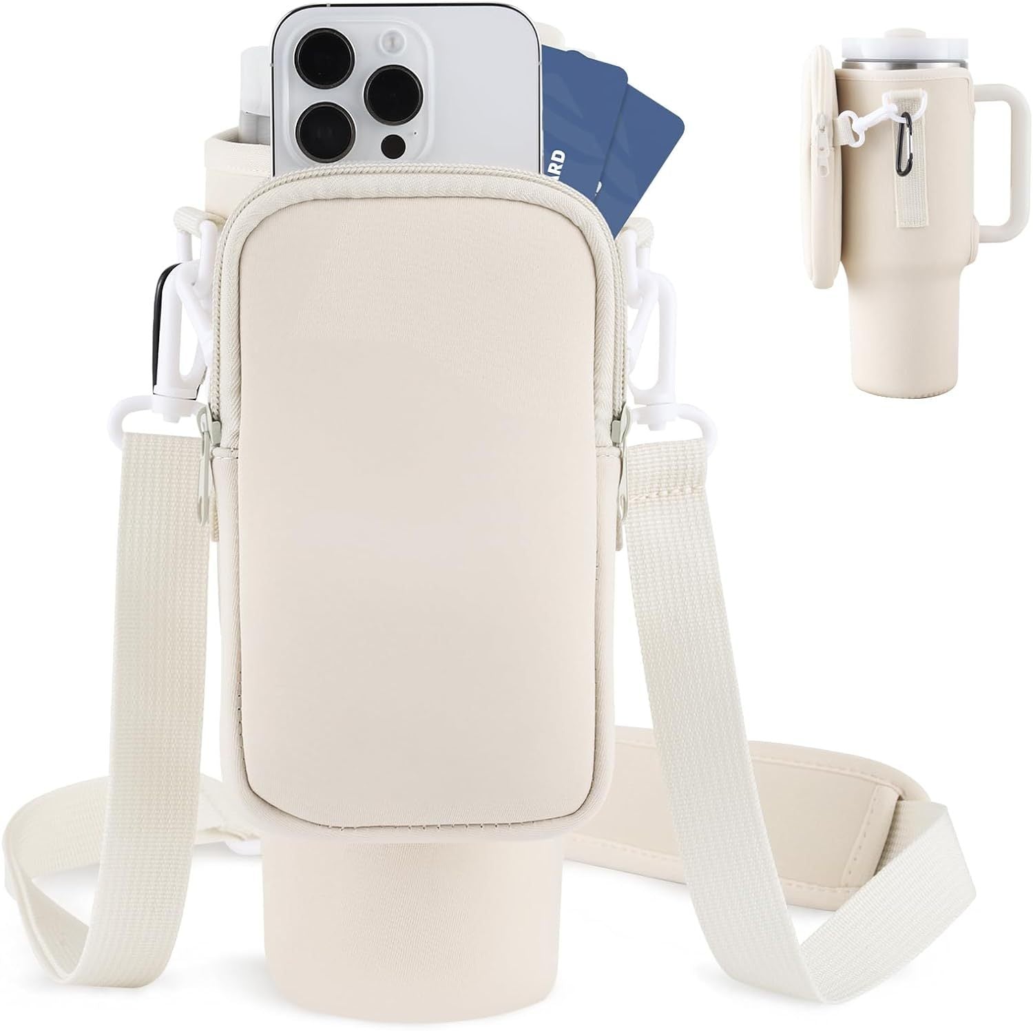 Sac de Transport pour Bouteille d'Eau Slok, Compatible avec Tumbler 40oz, Support Moderne avec Sangle Ajustable pour Randonnée et Sports - Bleu Violet