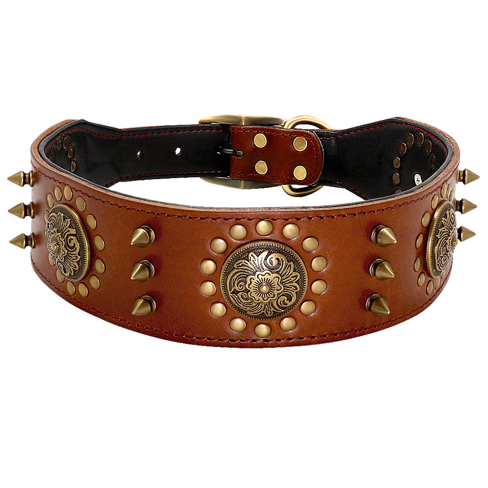 Collier en cuir pour chien avec clous - Grand modèle résistant aux morsures