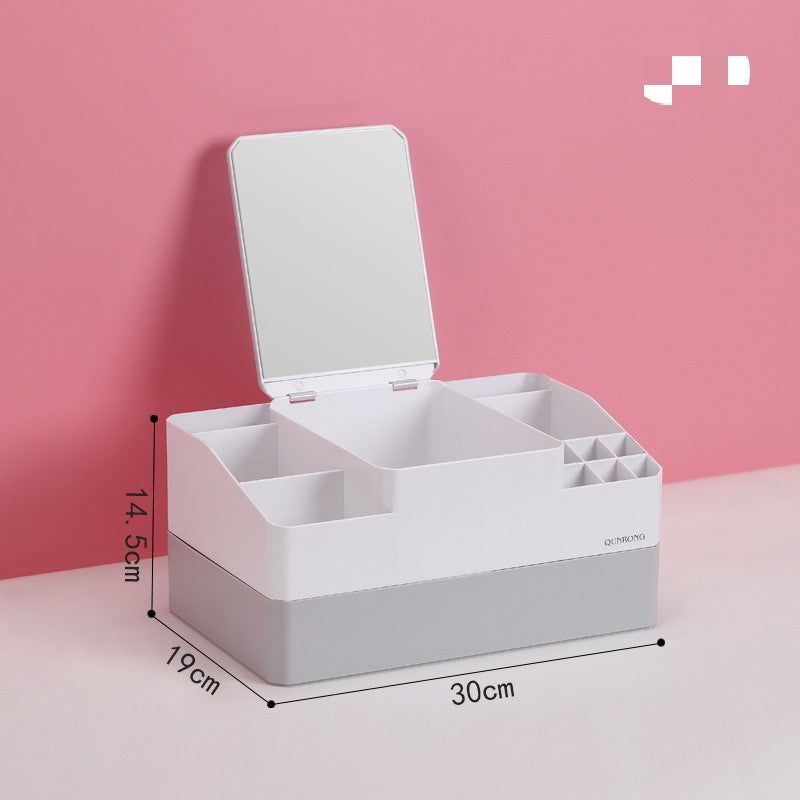 Boîte en plastique avec miroir et support pour rouge à lèvres