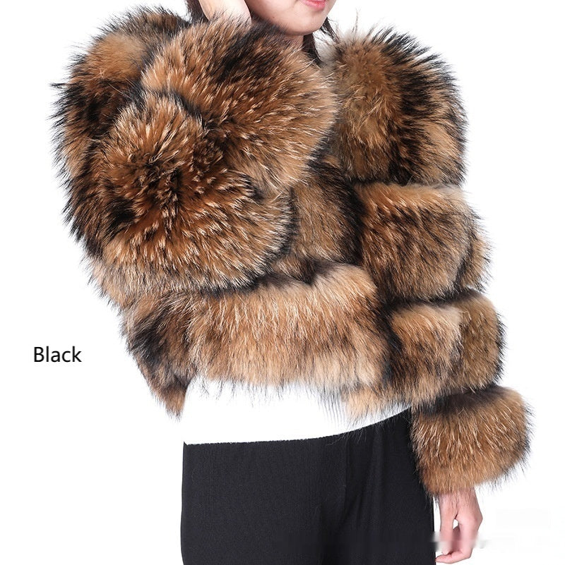 Manteau en Fourrure de Raton Laveur pour Femmes