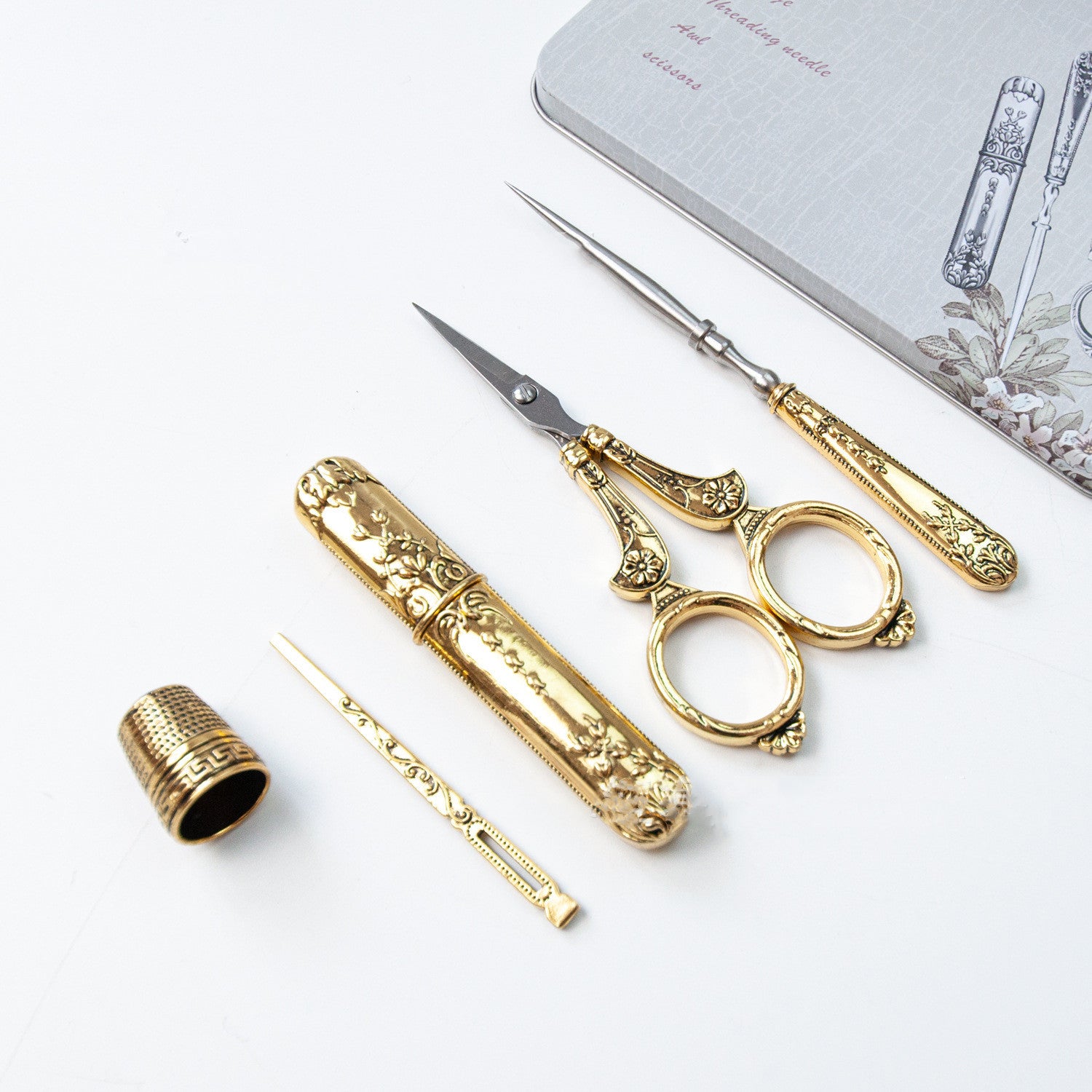Ciseaux de couture rétro en métal - Ensemble de 6 pièces