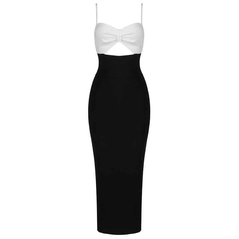 Robe Longue Bandage Sexy à Encolure V Halter Design Creux