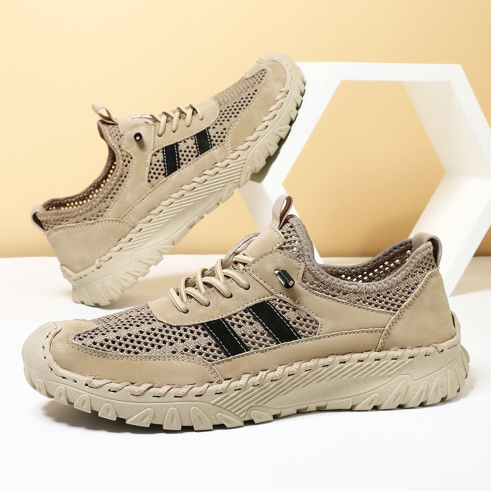 Chaussures Pour Hommes en Cuir de Vachette Plus Size en Maille de Mode Coréenne