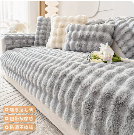 Coussin de canapé moderne en peluche épaisse d'hiver en lapin