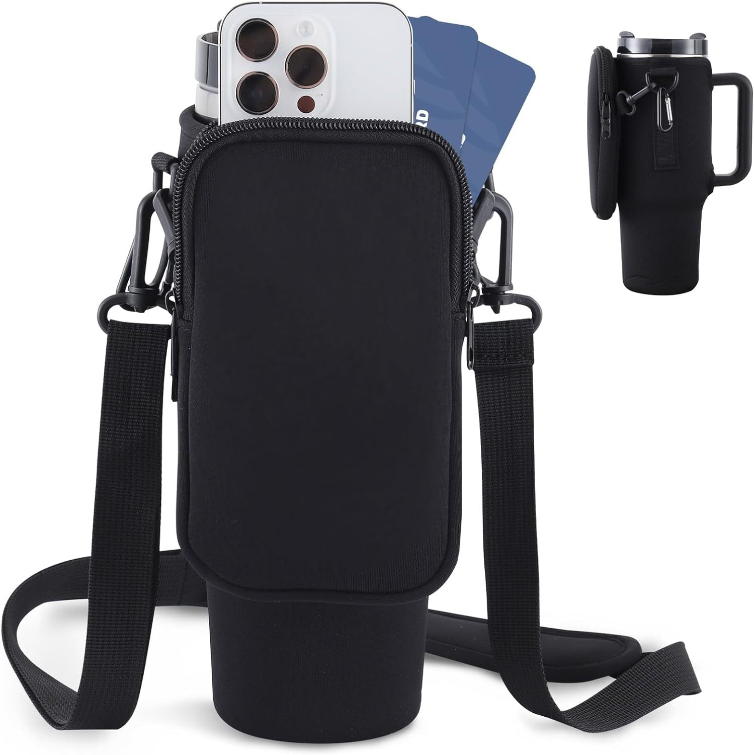 Sac de Transport pour Bouteille d'Eau Slok, Compatible avec Tumbler 40oz, Support Moderne avec Sangle Ajustable pour Randonnée et Sports - Bleu Violet