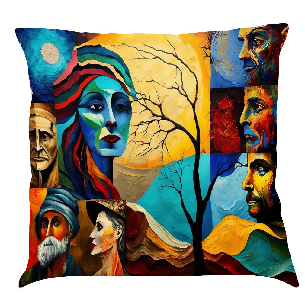 Coussin en Lin Imprimé avec Peinture Huile Créative - Voiture