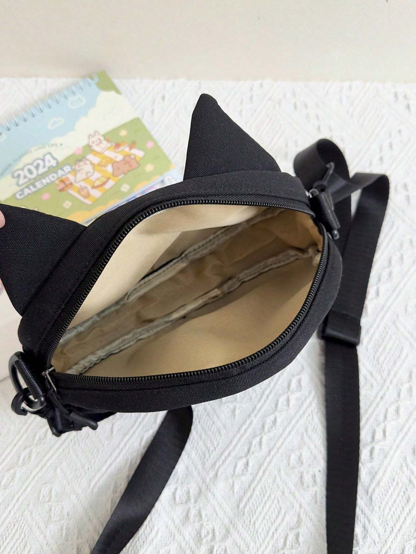 Nouveau Sac à Bandoulière Mignon Chat Noir aux Grands Yeux