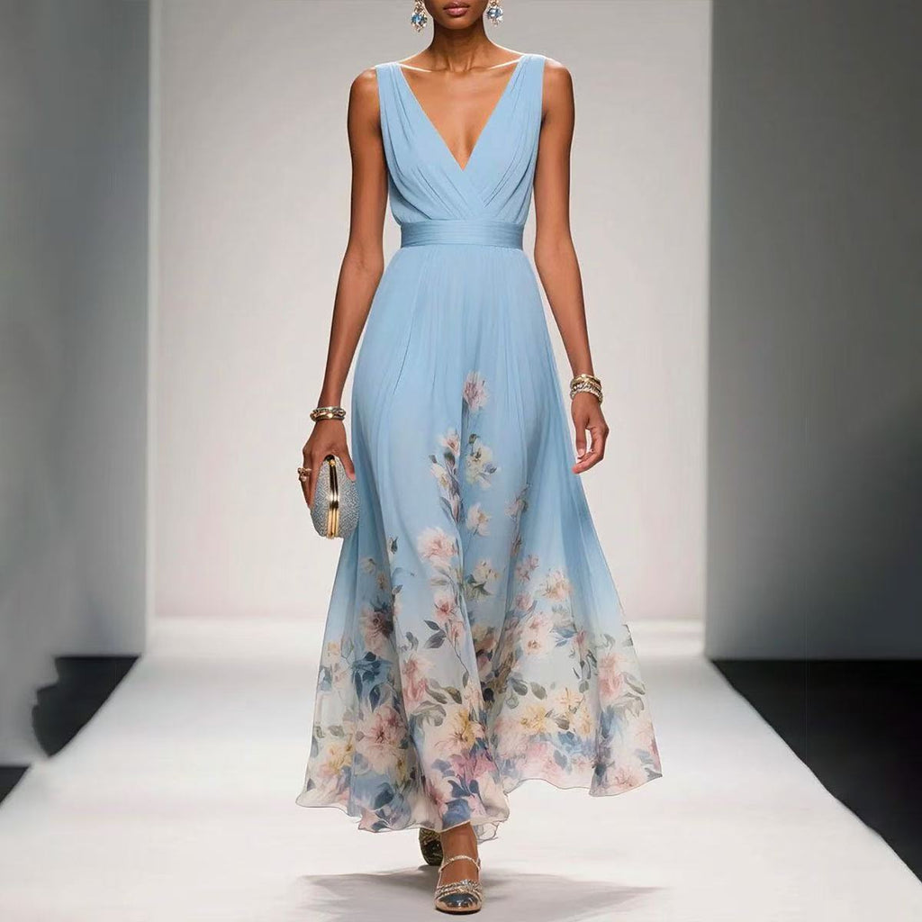 Robe Imprimée Chiffon Sexy avec Débardeur
