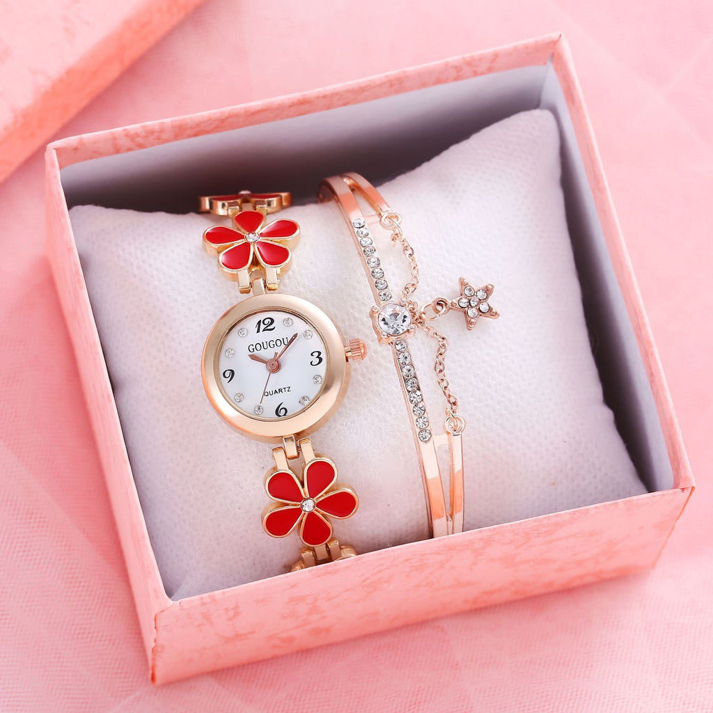 Montre Bracelet Femme à Motif Pétale en Quartz