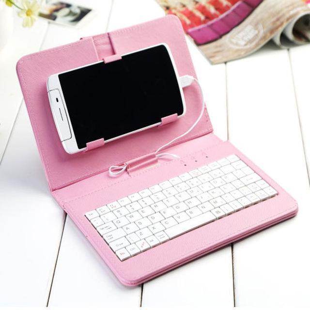 Clavier Bluetooth Ultra-Mince avec Étui en Cuir pour Téléphone - Allomarc.com