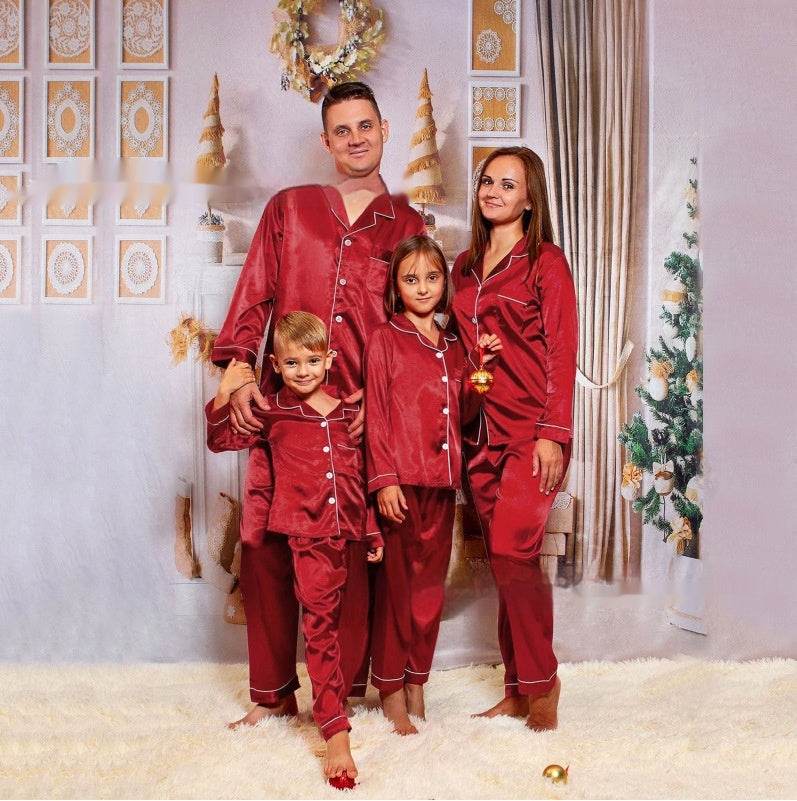 Pyjama en Soie Glacée Parent-Enfant à Manches Longues - Allomarc.com