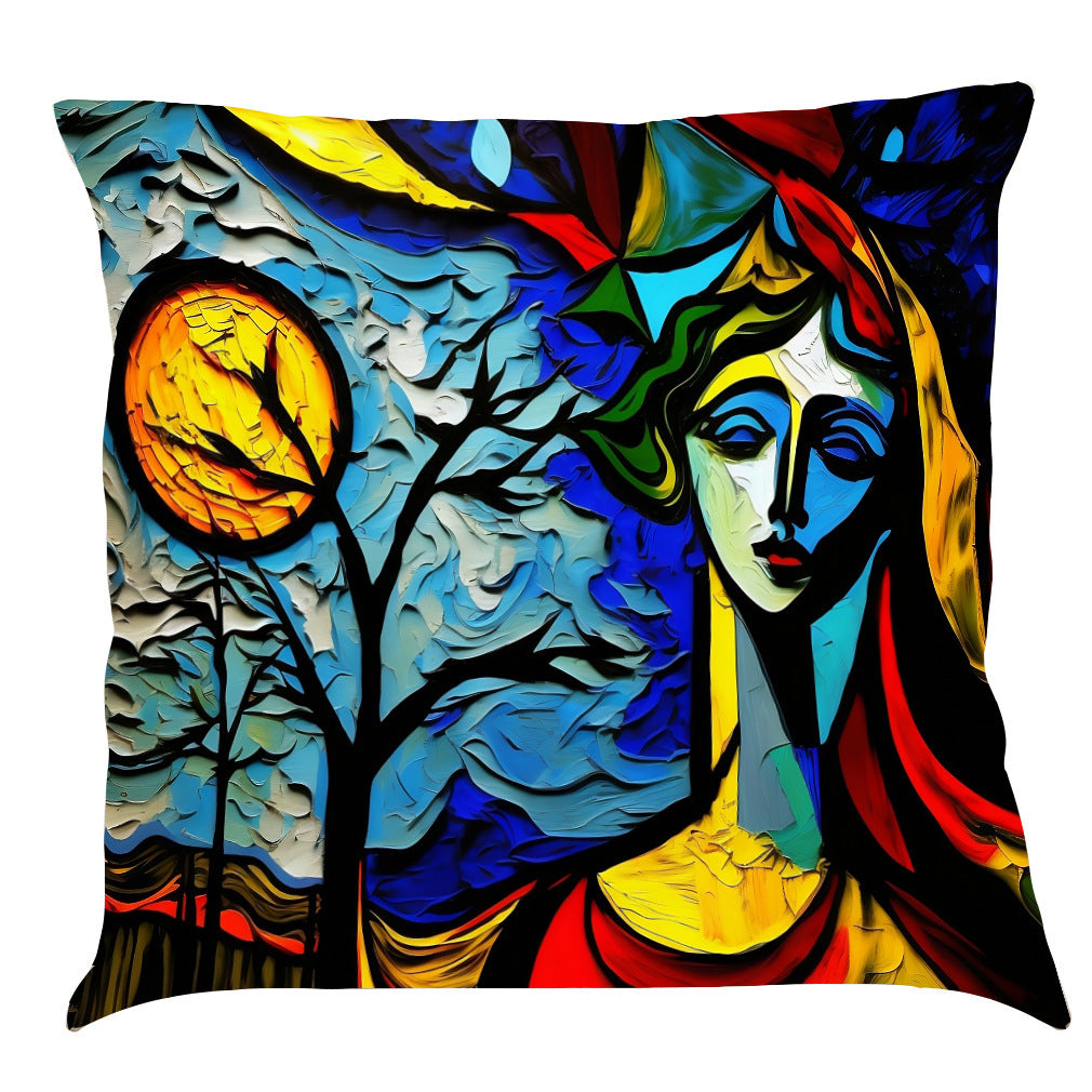 Coussin en Lin Imprimé avec Peinture Huile Créative - Voiture