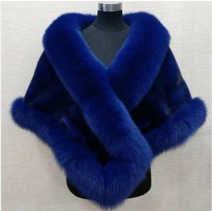 Manteau Cape en Fourrure Synthétique de Fausse Martre - Grande Taille
