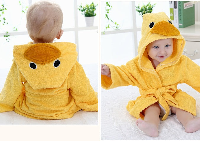 Serviettes de bain et peignoirs à capuche pour bébé avec motifs d'animaux mignons en coton