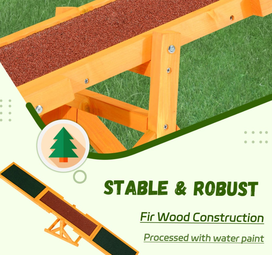 Bascule en Bois pour Agilité Canine, Équipement d'Entraînement et d'Exercice, Résistant aux Intempéries, 71 L, Naturel