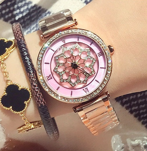 Montre de mode pour dames avec quartz, diamants et étanchéité en acier