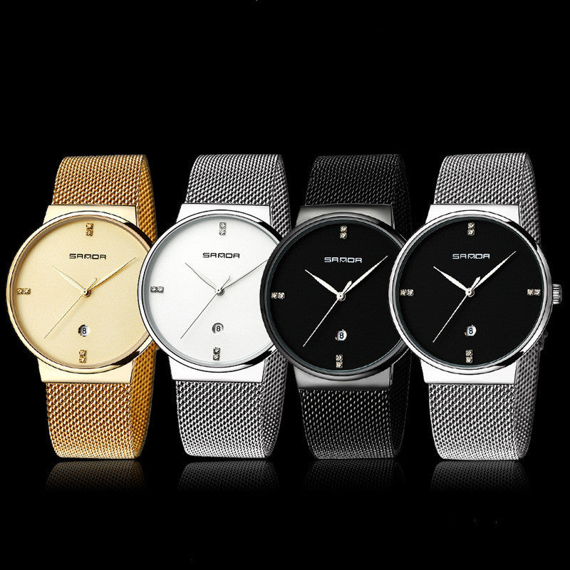 Montre pour hommes à bracelet en maille étanche avec mouvement à quartz