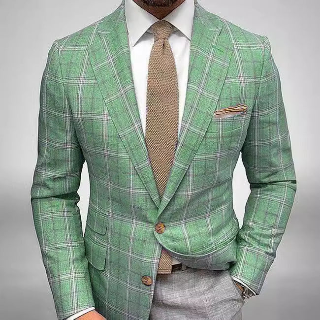 Veste de Costume Légère pour Homme à Motif À Carreaux