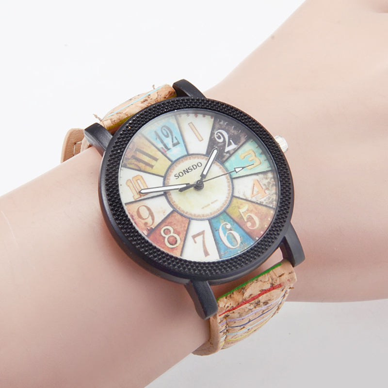Montre Bracelet Femme en Cuir Vintage Quartz - Idéal Cadeau