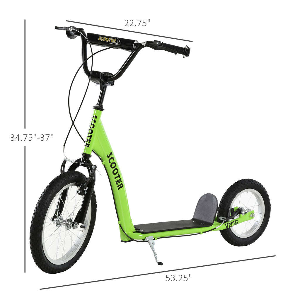 Trottinette pour Enfant Avec Guidon Réglable, Freins Doubles et Roues Gonflables - Vert