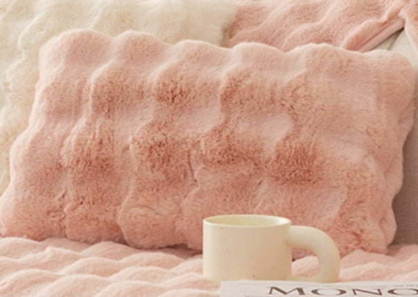 Coussin de canapé moderne en peluche épaisse d'hiver en lapin