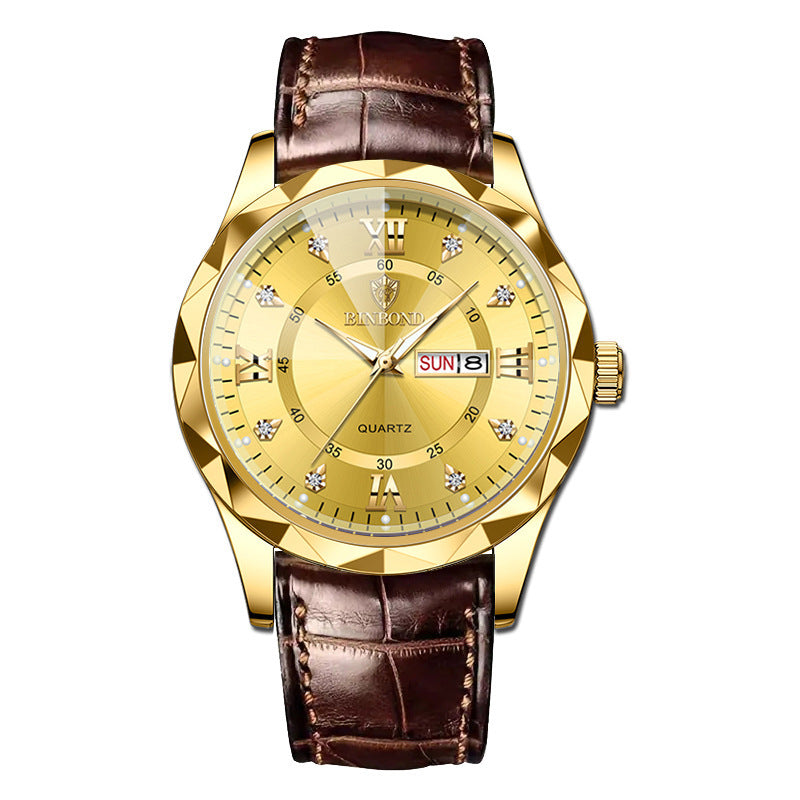 Montre Quartz Homme en Cuir Véritable Étanche - Style Affaires et Loisirs