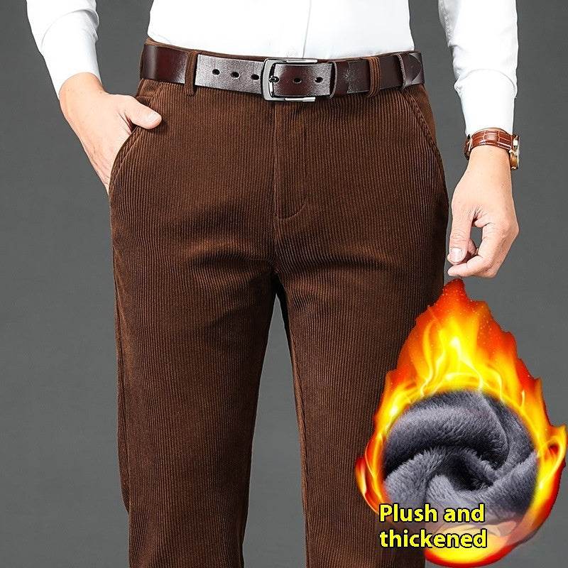 Pantalons en Velours Côtelé Épais Doublés en Polaire pour Hommes - Allomarc.com