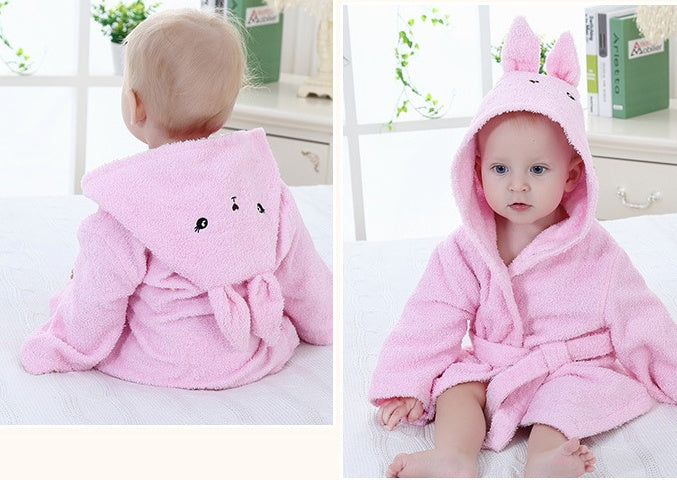 Serviettes de bain et peignoirs à capuche pour bébé avec motifs d'animaux mignons en coton
