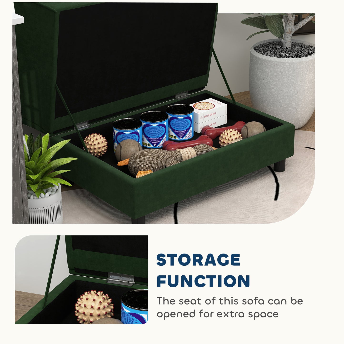 Canapé pour Animaux avec Rangement, Canapé pour Chats et Petits Chiens, Vert