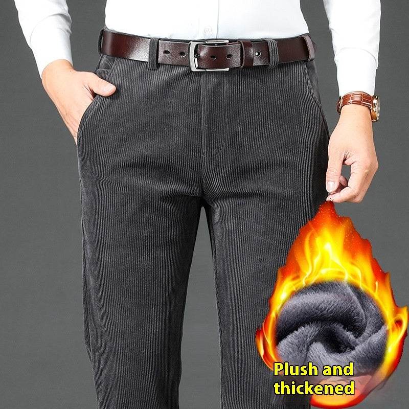 Pantalons en Velours Côtelé Épais Doublés en Polaire pour Hommes - Allomarc.com