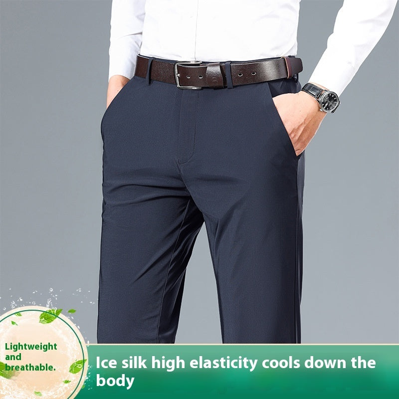 Pantalons Casual en Soie Glacée Jinammonia pour Hommes