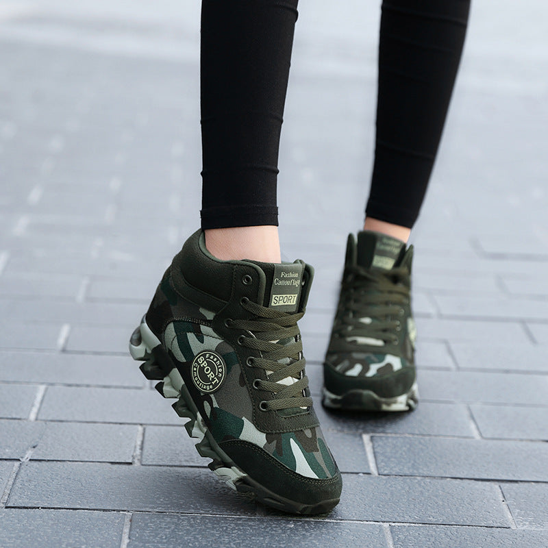 Baskets Femme Casual Camouflage Élevées