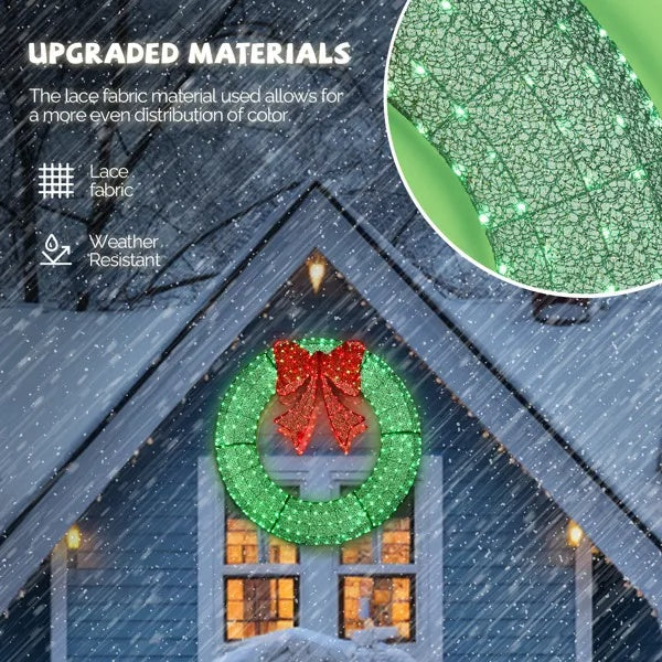 Couronne de Noël Extérieure Pré-éclairée de 48 pouces
