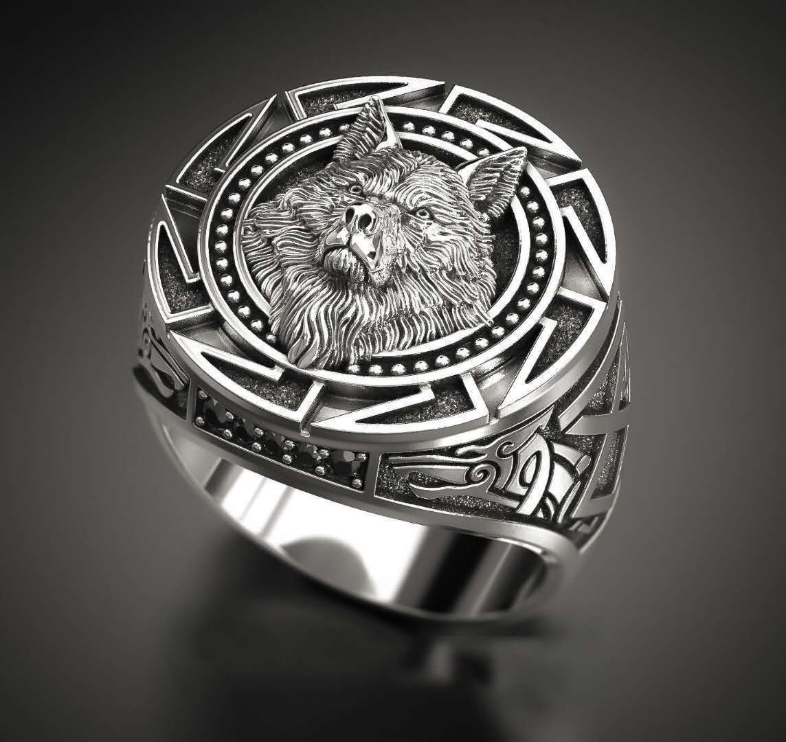 Bague Totem Loup Vintage en Argent Thaï