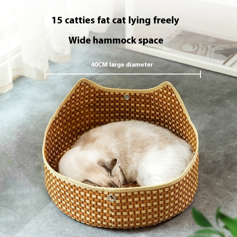 Hamac pour Chat en Rattan - Nid Printanier d'Été
