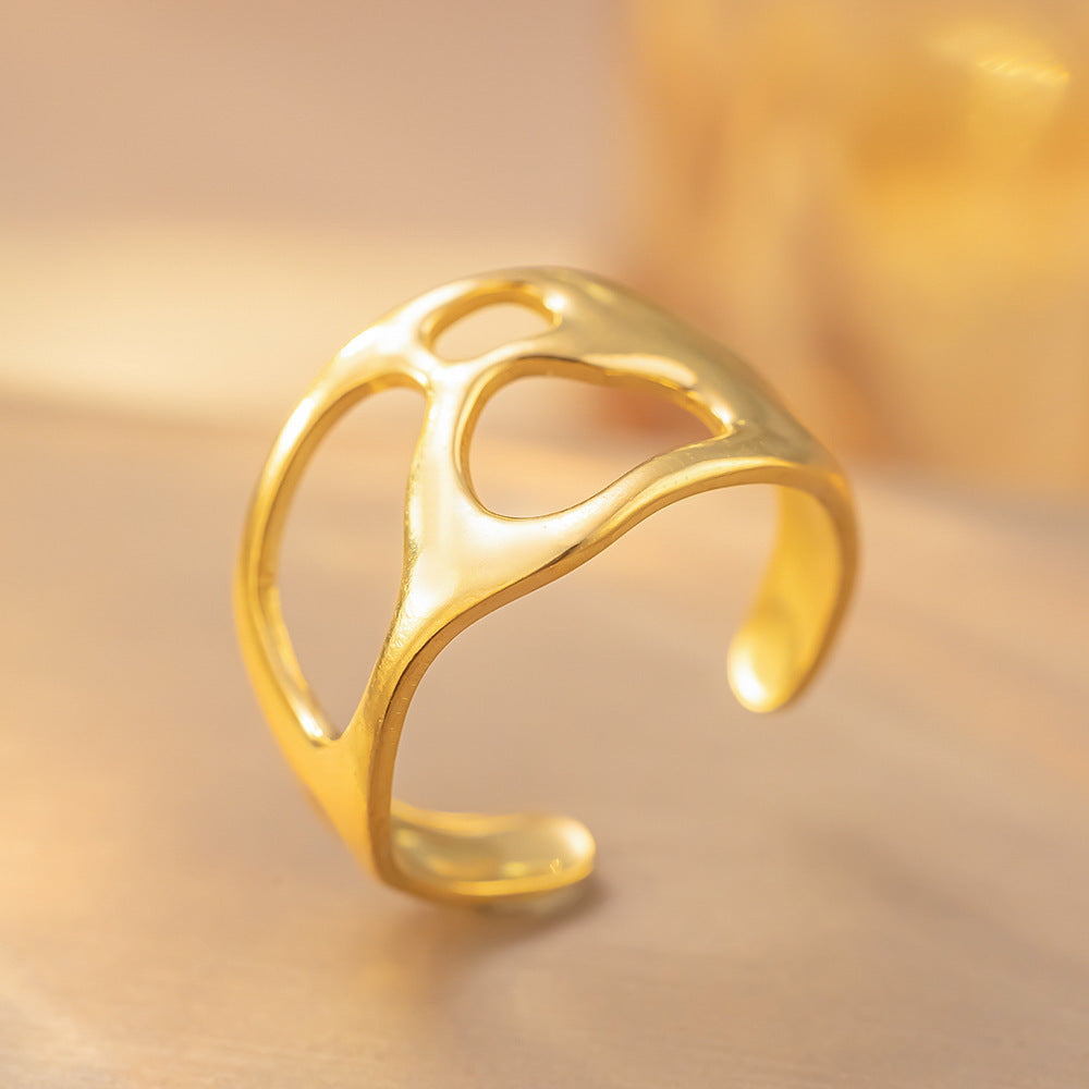 Bague Ouverte Ajustable en Acier Titane Retro - Élégance et Simplicité