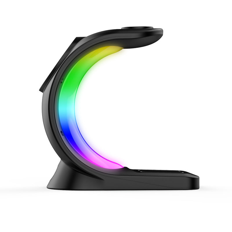Chargeur Magnétique Sans Fil 4 en 1 avec Éclairage RGB pour Smartphone